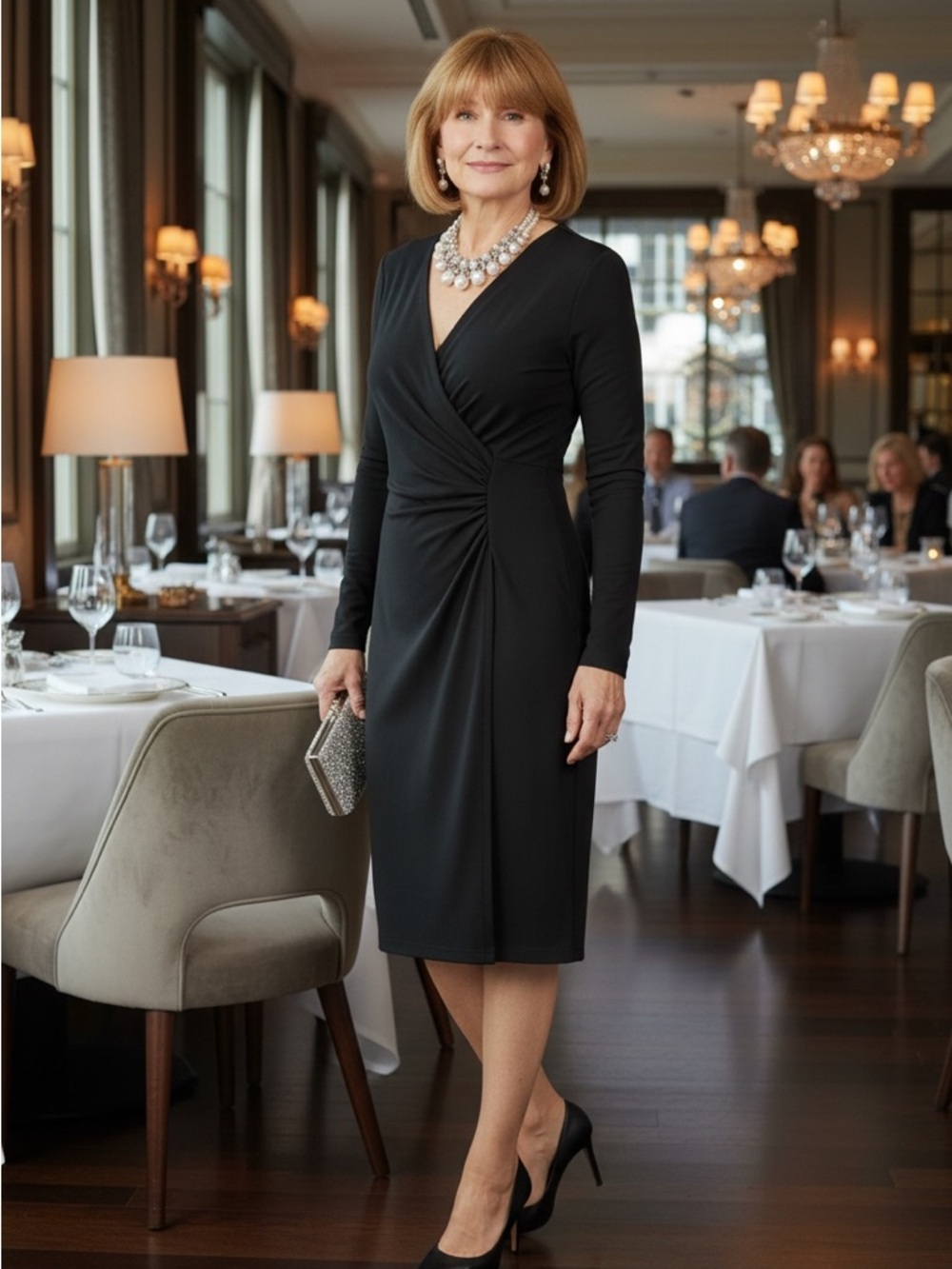 Norma Kamali Kamalikulture black rouched faux-wrap Black Long-Sleeve dress med-